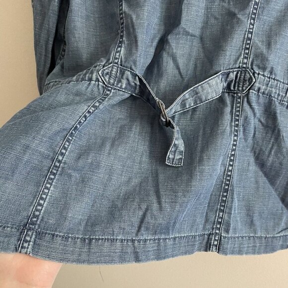 Talbots XS Linen Blend Chambray Button Up Patch Pockets Casual Utility Jacket - Picture 11 of 11